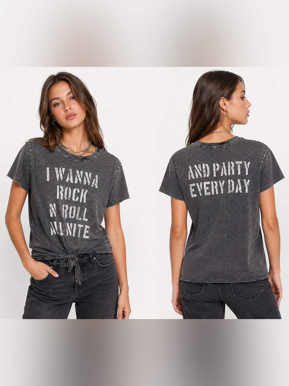 KISS 'I Wanna Rock N Roll All Nite' Tie-Front Tee